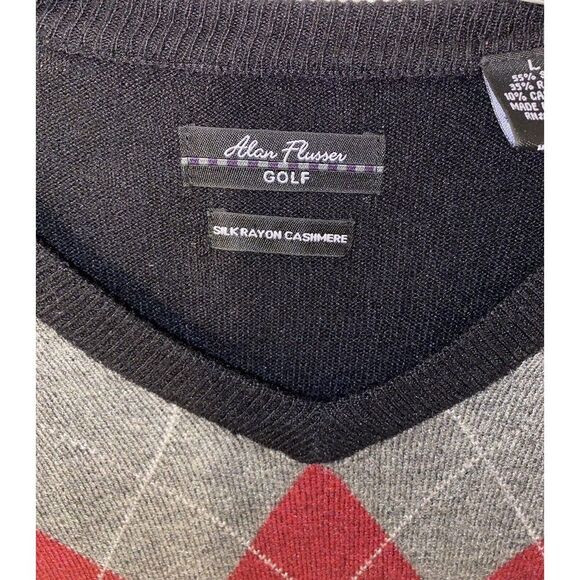 Alan Flusser Black Golf Silk Cashmere Sweater Size Large - Picture 3 of 4